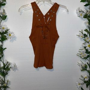 FREE PEOPLE- Ribbed Tank- Tie Front